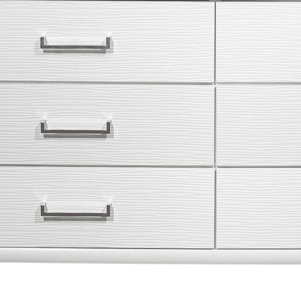 59" White Solid Wood Mirrored Nine Drawer HomeRoots