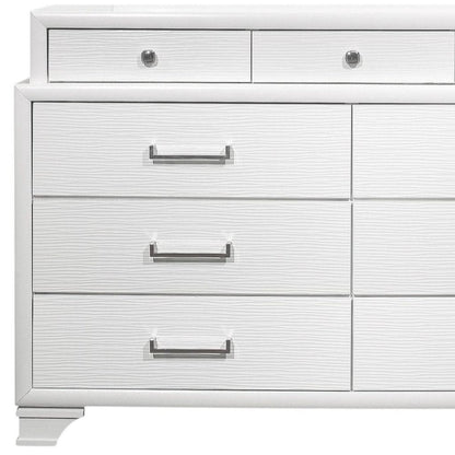 59" White Solid Wood Mirrored Nine Drawer HomeRoots