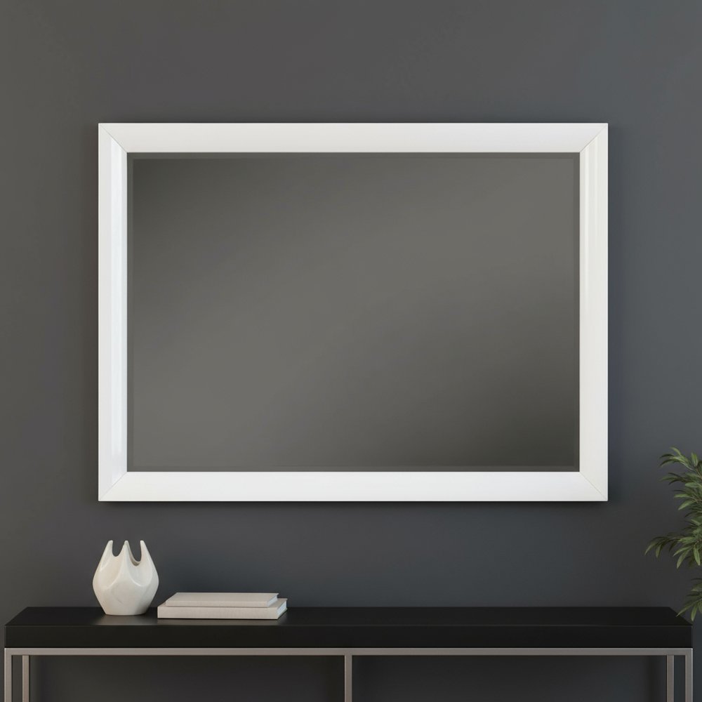 34" White Wood Framed Accent Mirror HomeRoots
