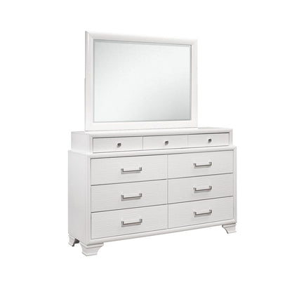 34" White Wood Framed Accent Mirror