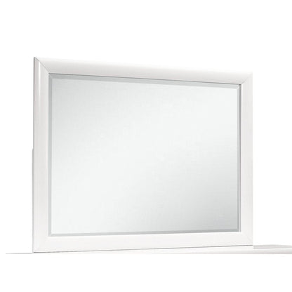 34" White Wood Framed Accent Mirror