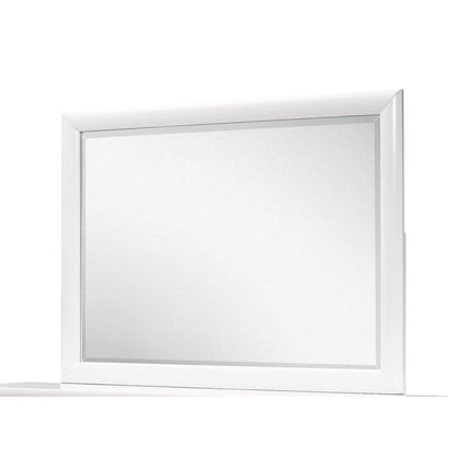 34" White Wood Framed Accent Mirror