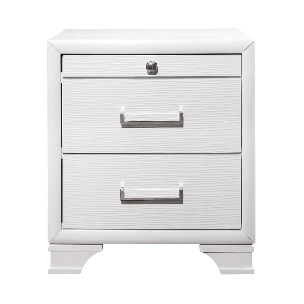 27" White Wood Two Drawer Nightstand — view 1