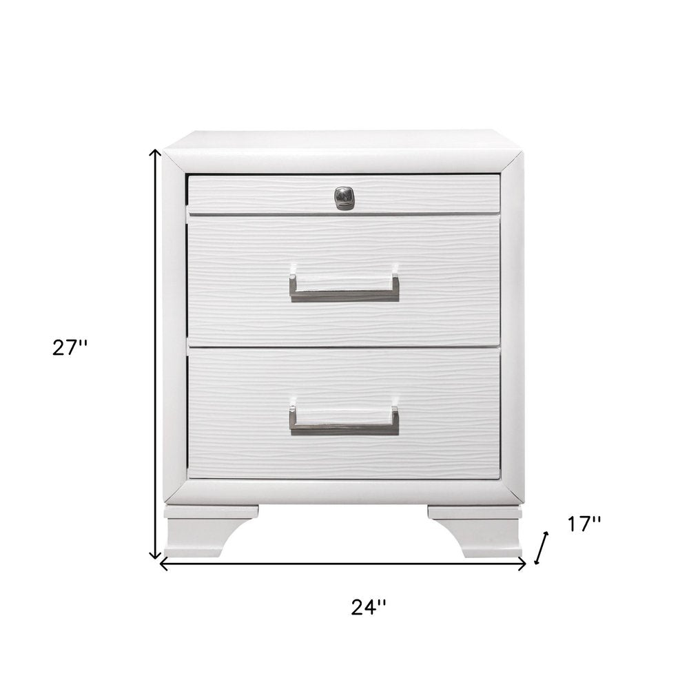 27" White Wood Two Drawer Nightstand HomeRoots