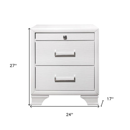 27" White Wood Two Drawer Nightstand HomeRoots