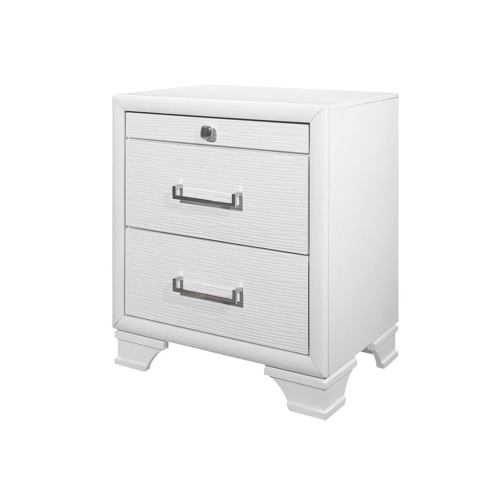 27" White Wood Two Drawer Nightstand — view 6
