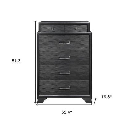 59" Gray Ribbed Texture Solid Wood Nine Drawer Double Dresser