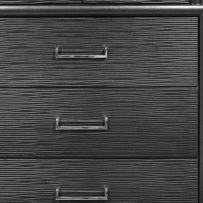 59" Gray Ribbed Texture Solid Wood Nine Drawer Double Dresser
