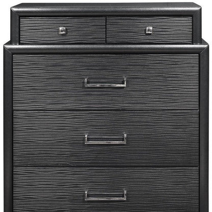 59" Gray Ribbed Texture Solid Wood Nine Drawer Double Dresser