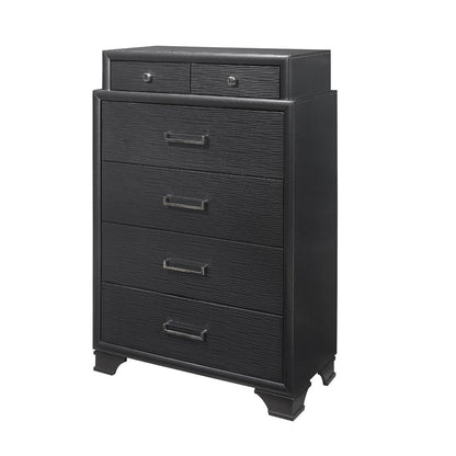 59" Gray Ribbed Texture Solid Wood Nine Drawer Double Dresser