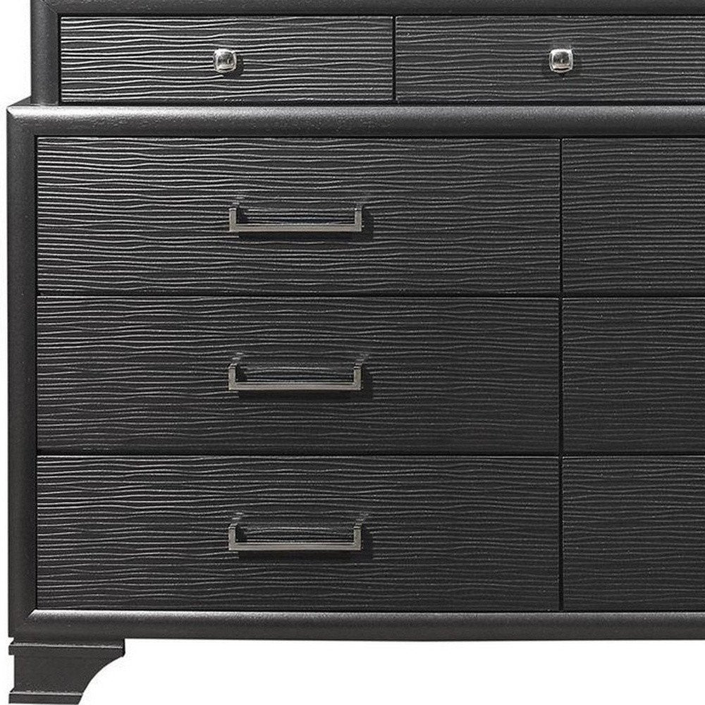 59" Gray Solid Wood Nine Drawer Double Dresser HomeRoots