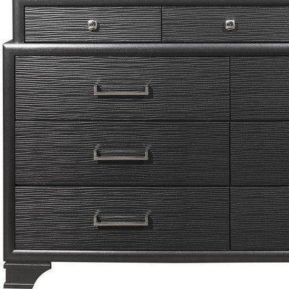 59" Gray Solid Wood Nine Drawer Double Dresser HomeRoots