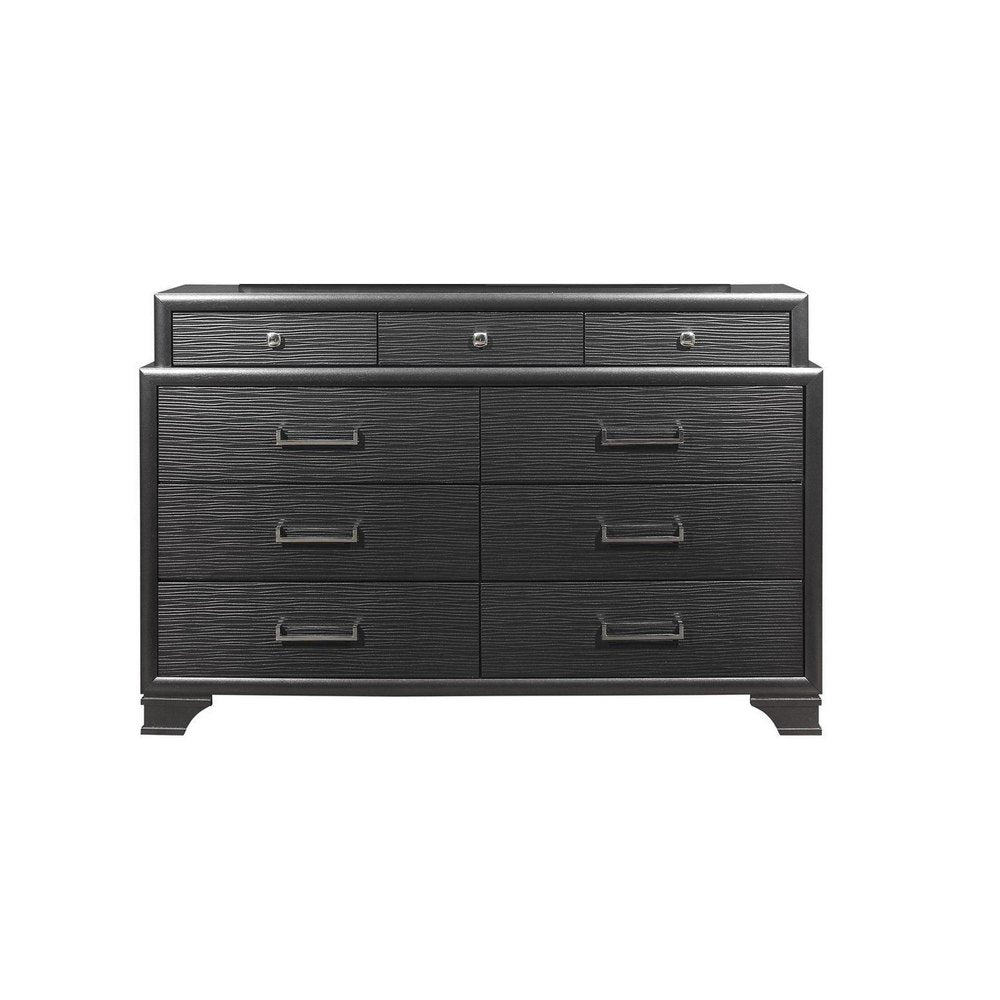 59" Gray Solid Wood Nine Drawer Double Dresser HomeRoots