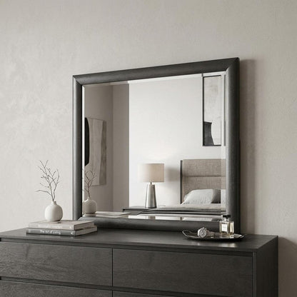 35" Dark Gray Wood Framed Mounted Dresser Mirror HomeRoots