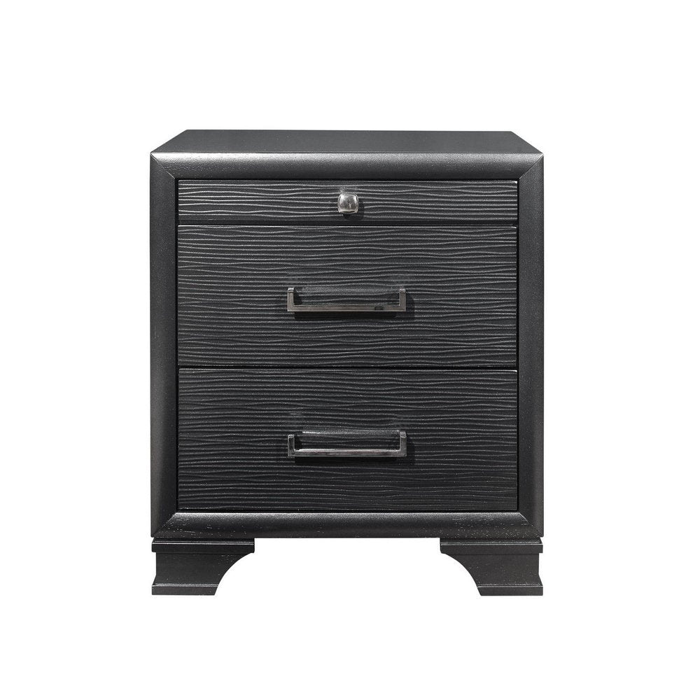 27" Gray Wood Two Drawer Nightstand HomeRoots