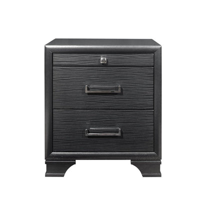 27" Gray Wood Two Drawer Nightstand HomeRoots