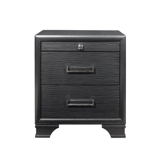 27" Gray Wood Two Drawer Nightstand HomeRoots