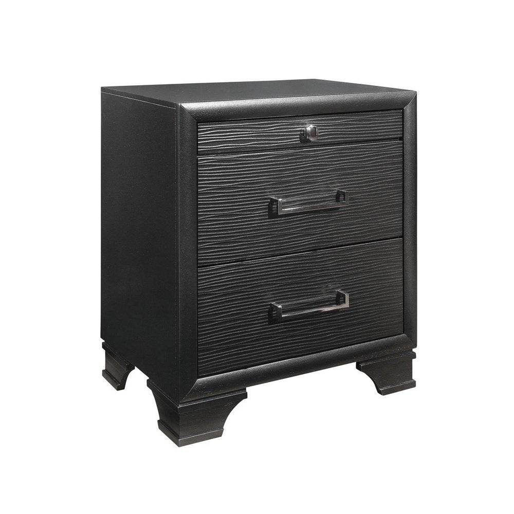 27" Gray Wood Two Drawer Nightstand — view 2