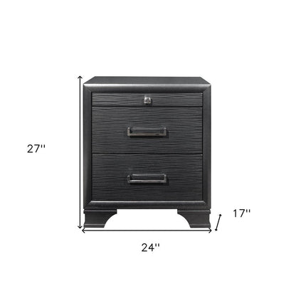27" Gray Wood Two Drawer Nightstand HomeRoots