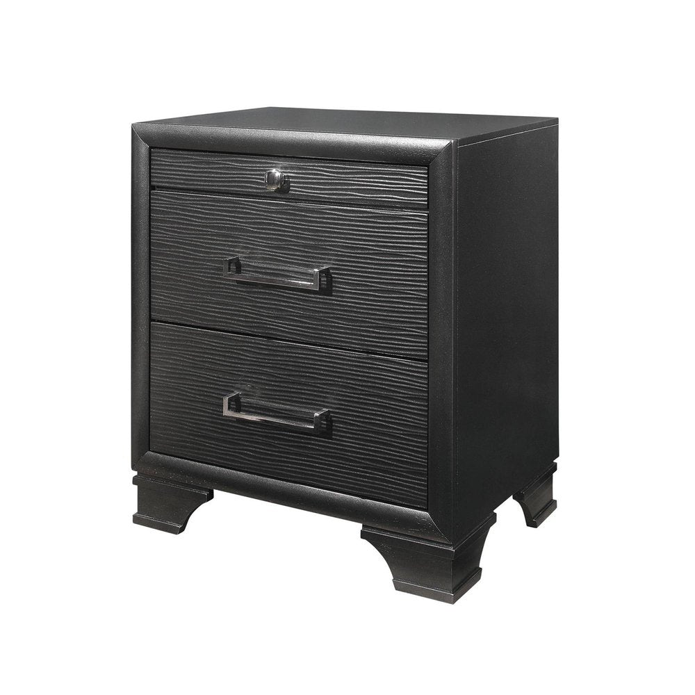 27" Gray Wood Two Drawer Nightstand