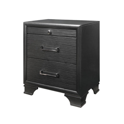 27" Gray Wood Two Drawer Nightstand
