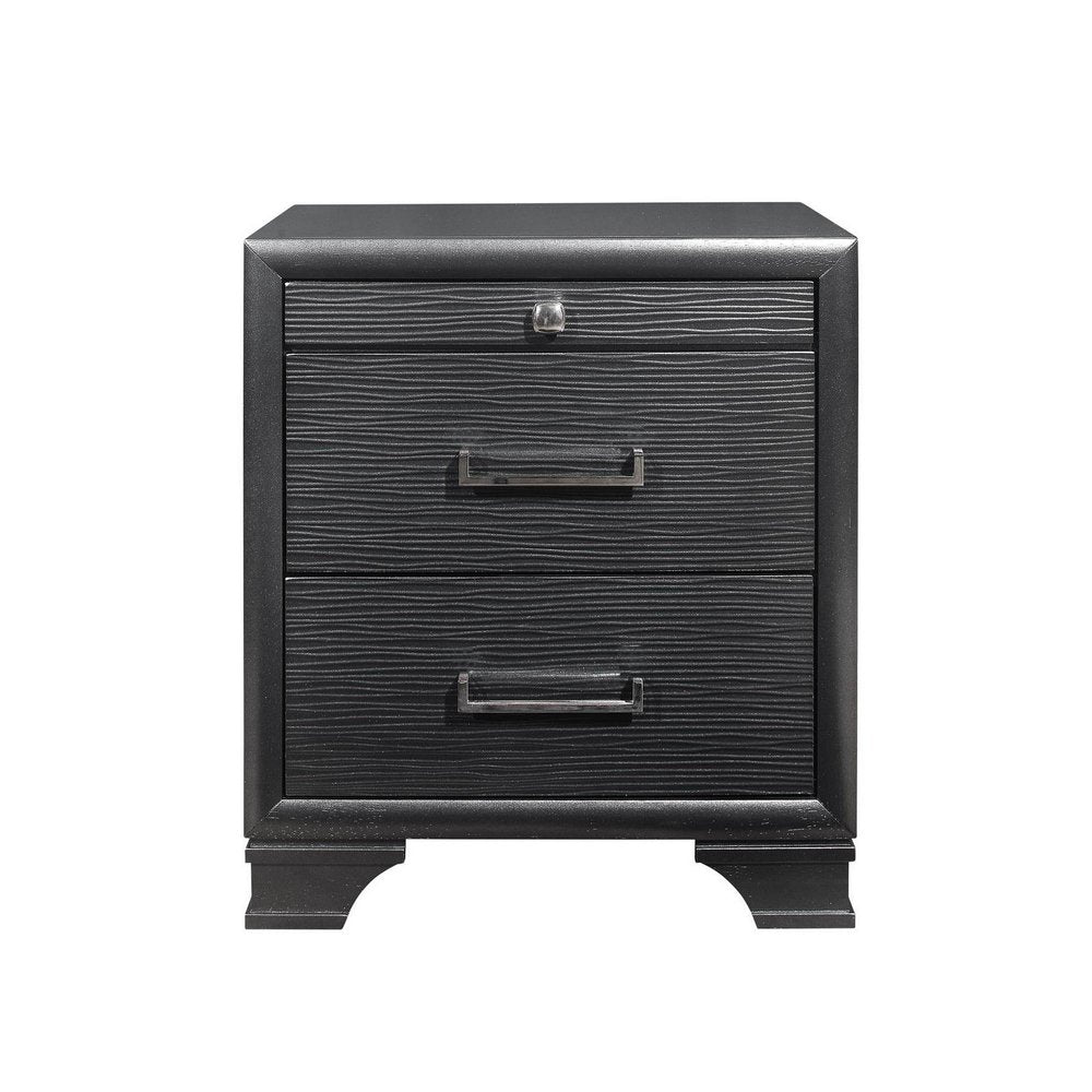 27" Gray Wood Two Drawer Nightstand HomeRoots