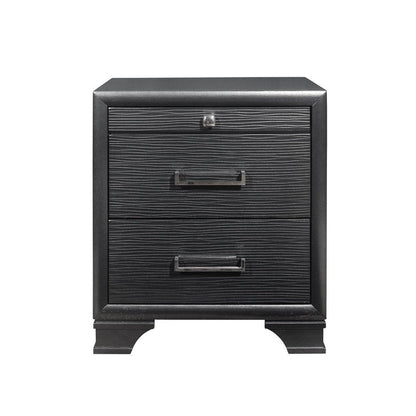 27" Gray Wood Two Drawer Nightstand HomeRoots