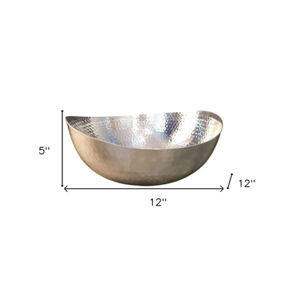 Handcrafted 12" Hammered Stainless Steel Centerpiece Bowl