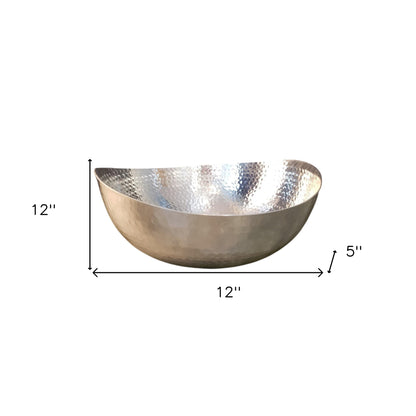 Handcrafted 12" Hammered Stainless Steel Centerpiece Bowl