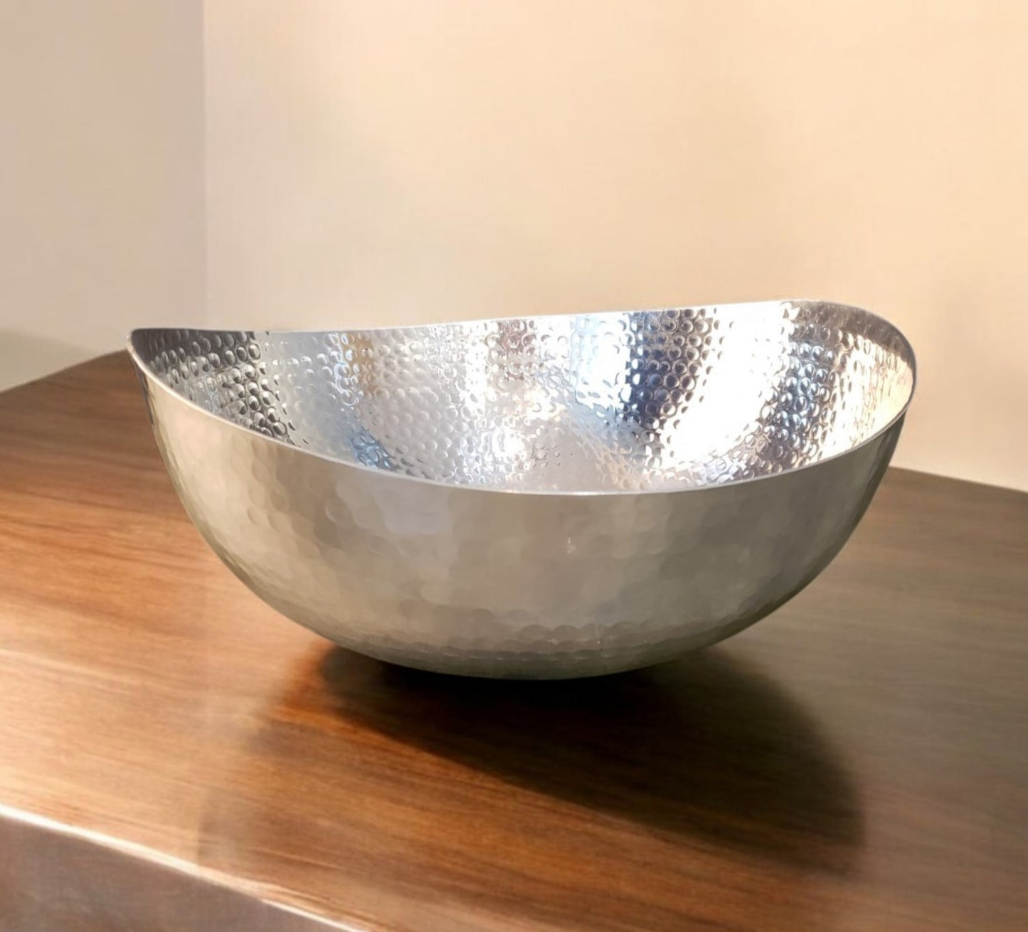 Handcrafted 12" Hammered Stainless Steel Centerpiece Bowl