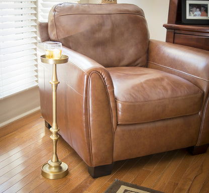 26" Brushed Gold Drink Size Round End Table