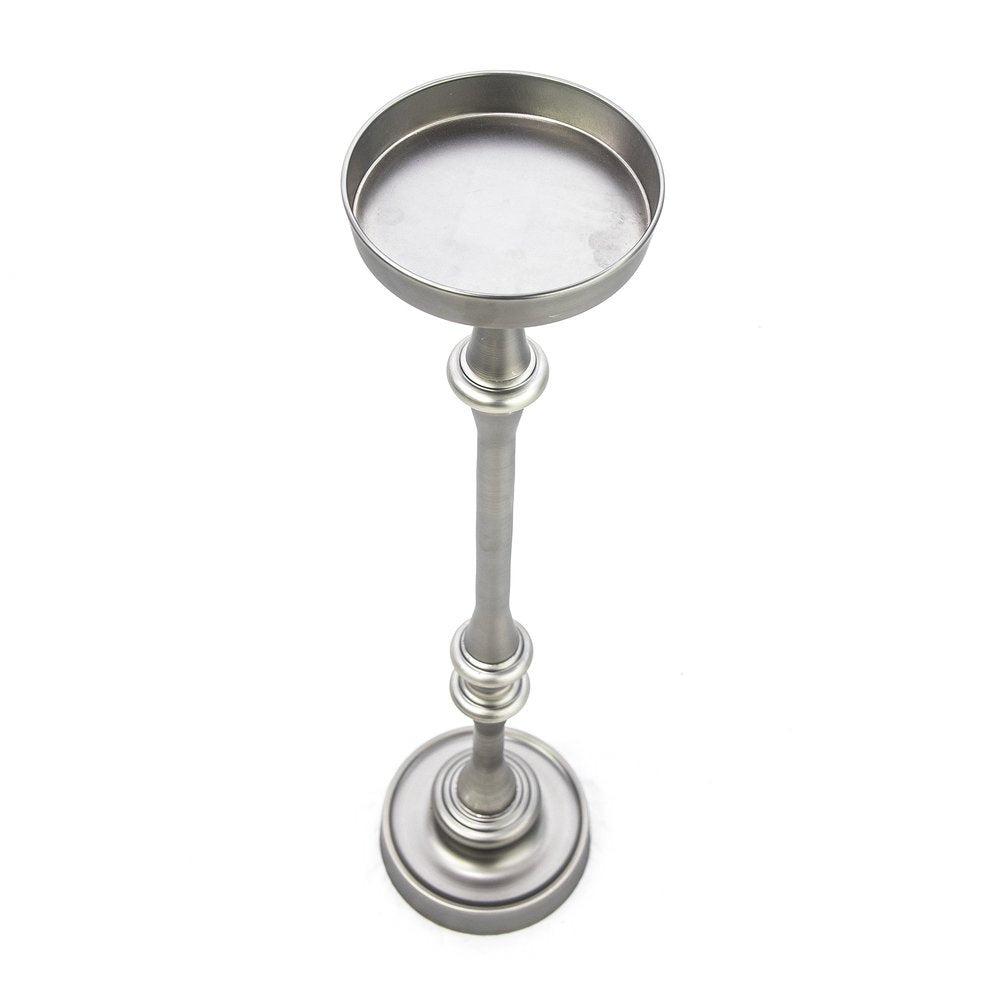 Brushed Silver Finish Drink Size Accent Table HomeRoots