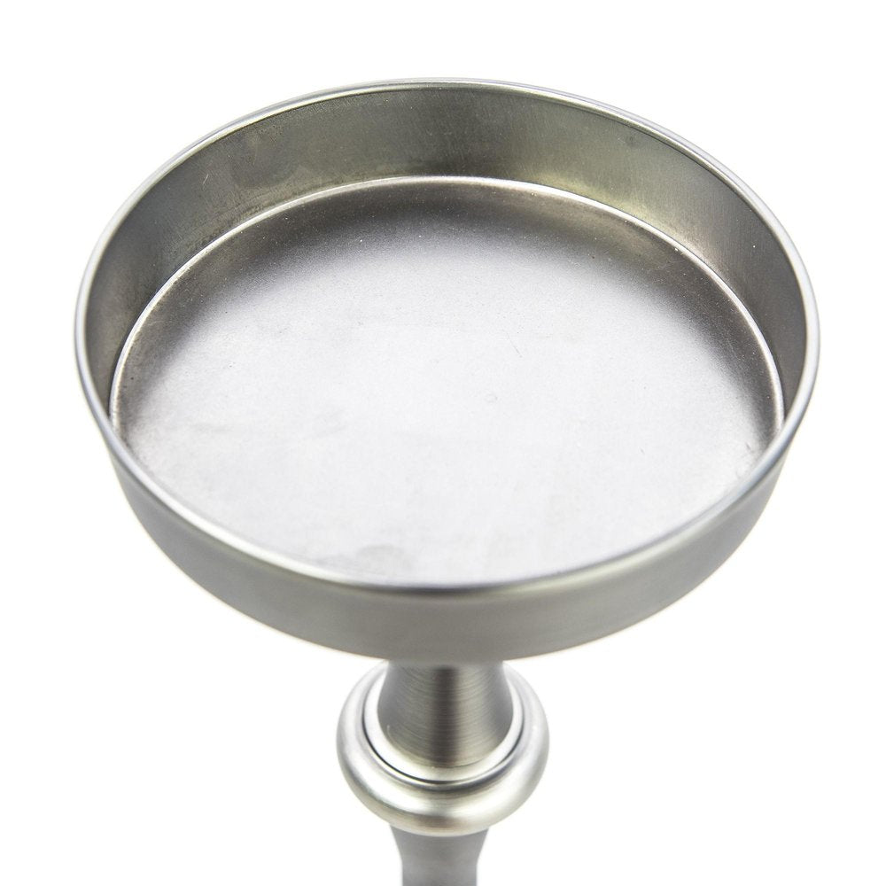 Brushed Silver Finish Drink Size Accent Table HomeRoots