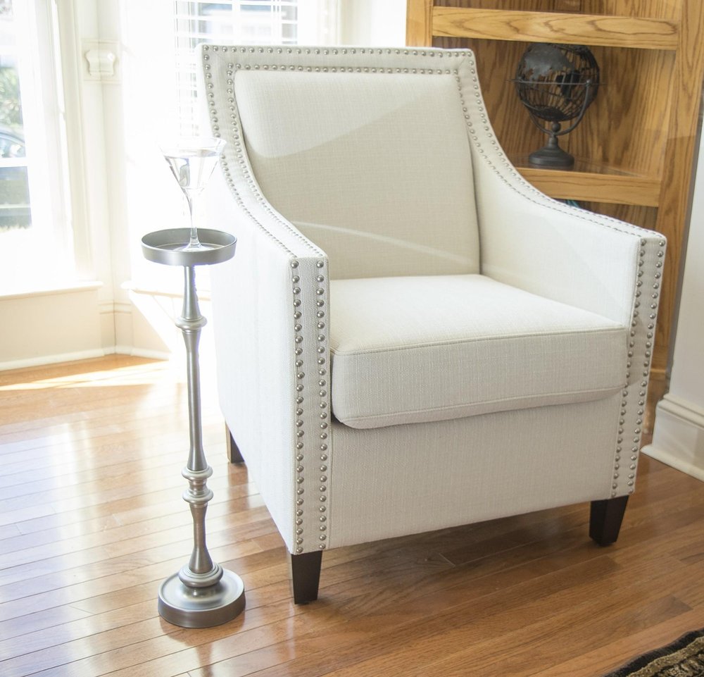 Brushed Silver Finish Drink Size Accent Table HomeRoots