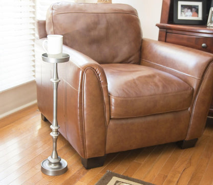 Brushed Silver Finish Drink Size Accent Table HomeRoots
