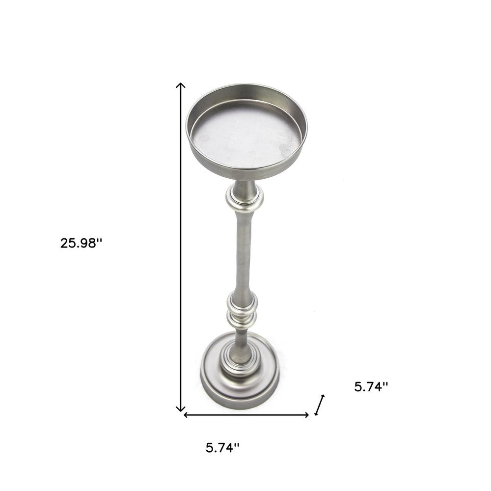 Brushed Silver Finish Drink Size Accent Table HomeRoots