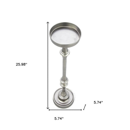 Brushed Silver Finish Drink Size Accent Table HomeRoots