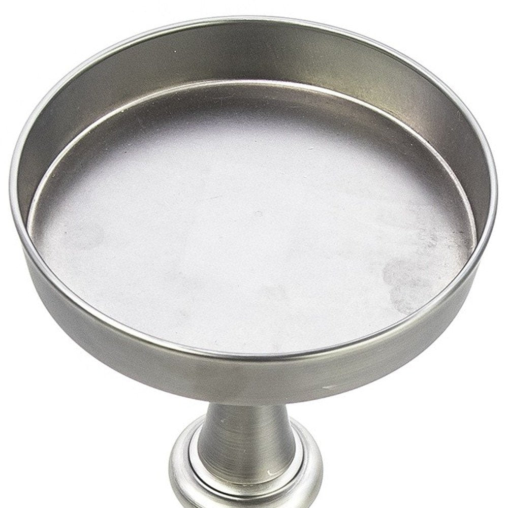 Brushed Silver Finish Drink Size Accent Table HomeRoots