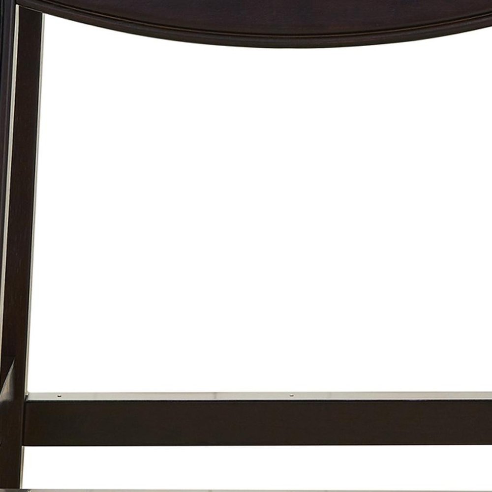 31" Tan And Espresso Faux Leather And Solid Wood Backless Counter Height Bar Chair HomeRoots