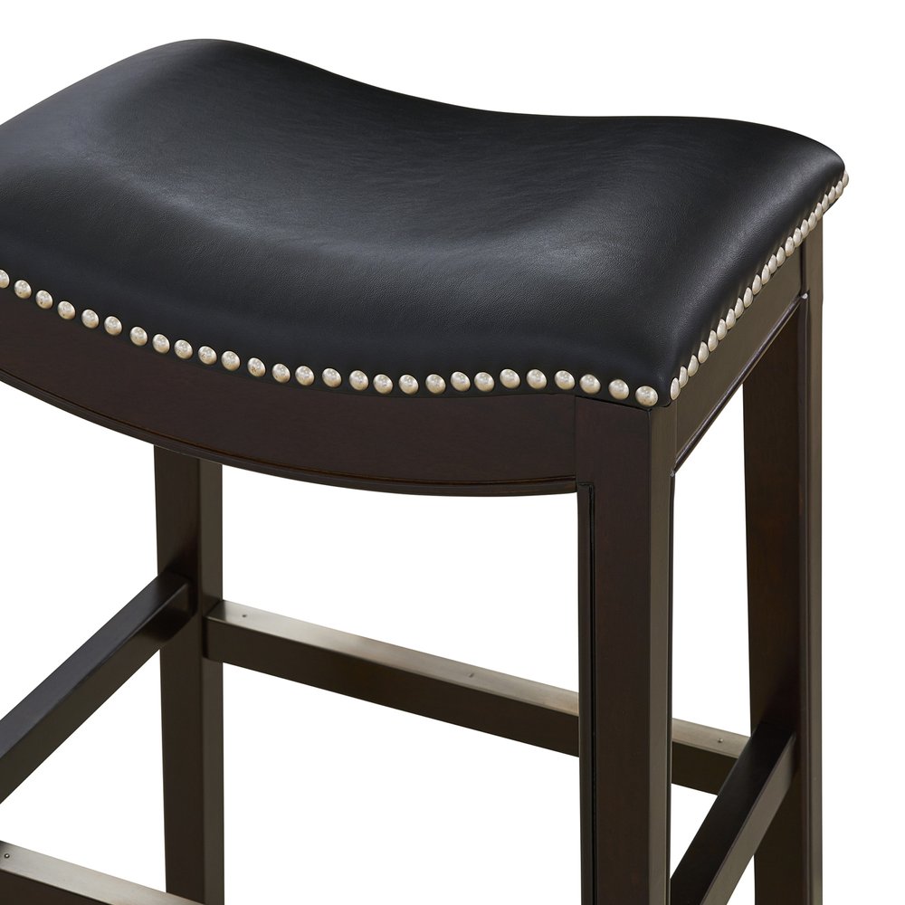 26" Black and Espresso Solid Wood Backless Counter Height Bar Chair HomeRoots
