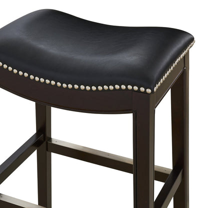 26" Black and Espresso Solid Wood Backless Counter Height Bar Chair HomeRoots