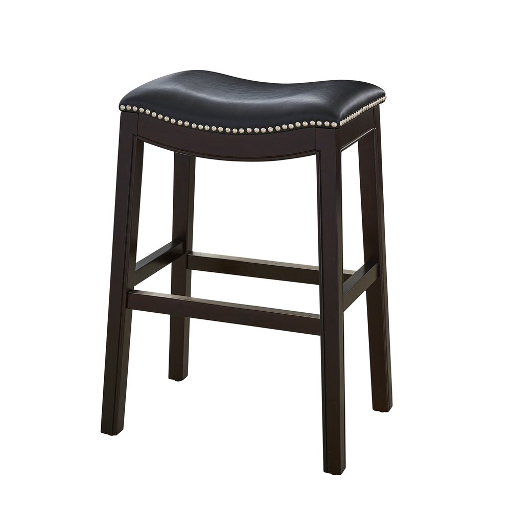 26" Black and Espresso Solid Wood Backless Counter Height Bar Chair HomeRoots