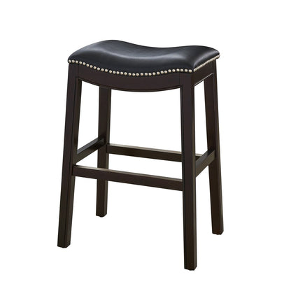 26" Black and Espresso Solid Wood Backless Counter Height Bar Chair HomeRoots