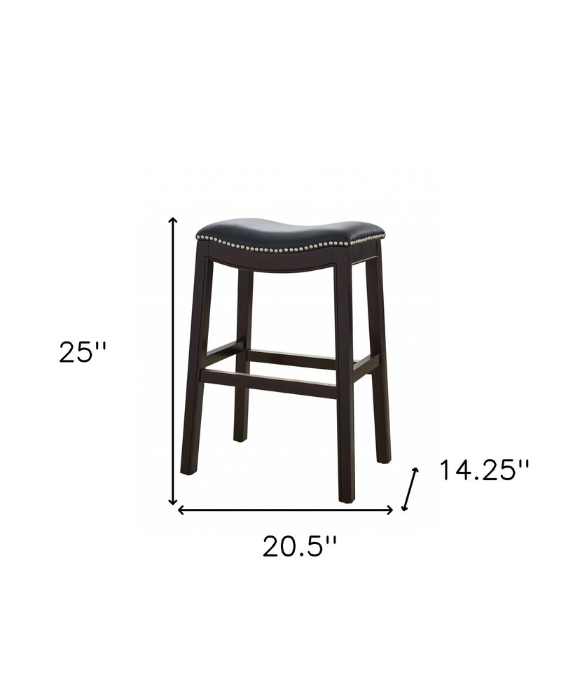 26" Black and Espresso Solid Wood Backless Counter Height Bar Chair HomeRoots