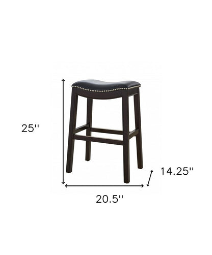 26" Black and Espresso Solid Wood Backless Counter Height Bar Chair HomeRoots