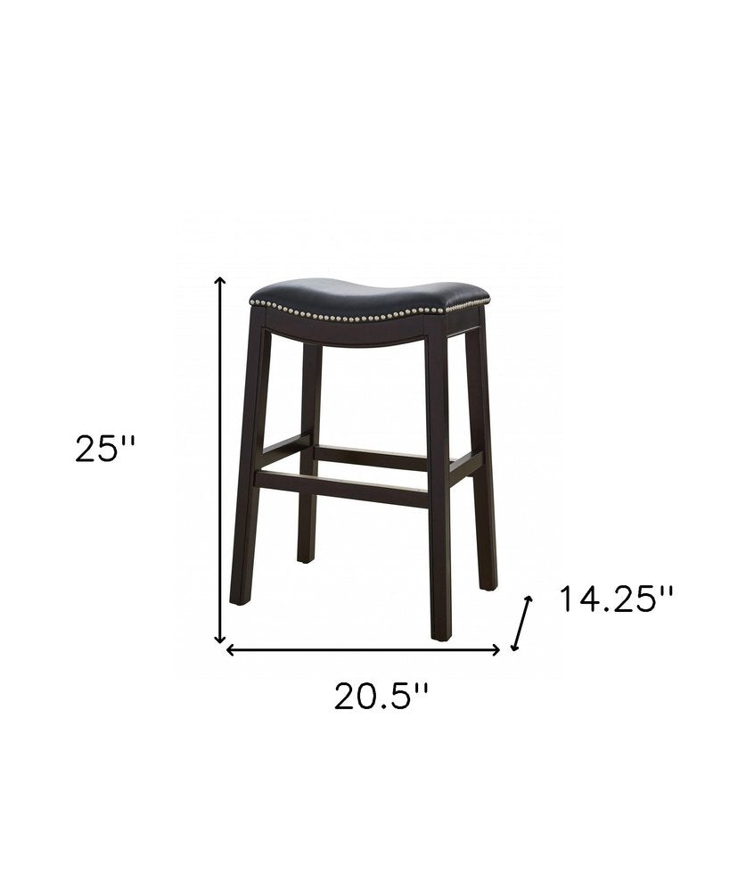 26" Black and Espresso Solid Wood Backless Counter Height Bar Chair HomeRoots
