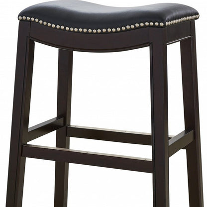 26" Black and Espresso Solid Wood Backless Counter Height Bar Chair HomeRoots