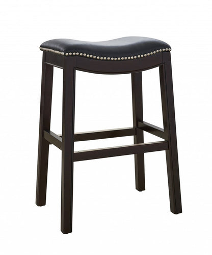26" Black and Espresso Solid Wood Backless Counter Height Bar Chair HomeRoots
