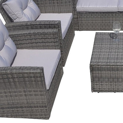 Six Piece Gray Wicker Sofa Seating Group With Table HomeRoots