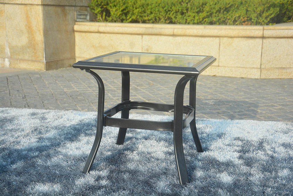 Five Piece Black and Beige Metal Sofa Seating Group With Table HomeRoots